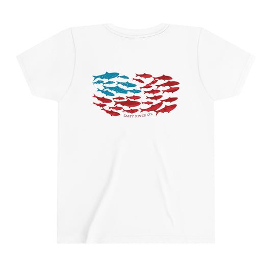 Kids Fish American Flag T-Shirt